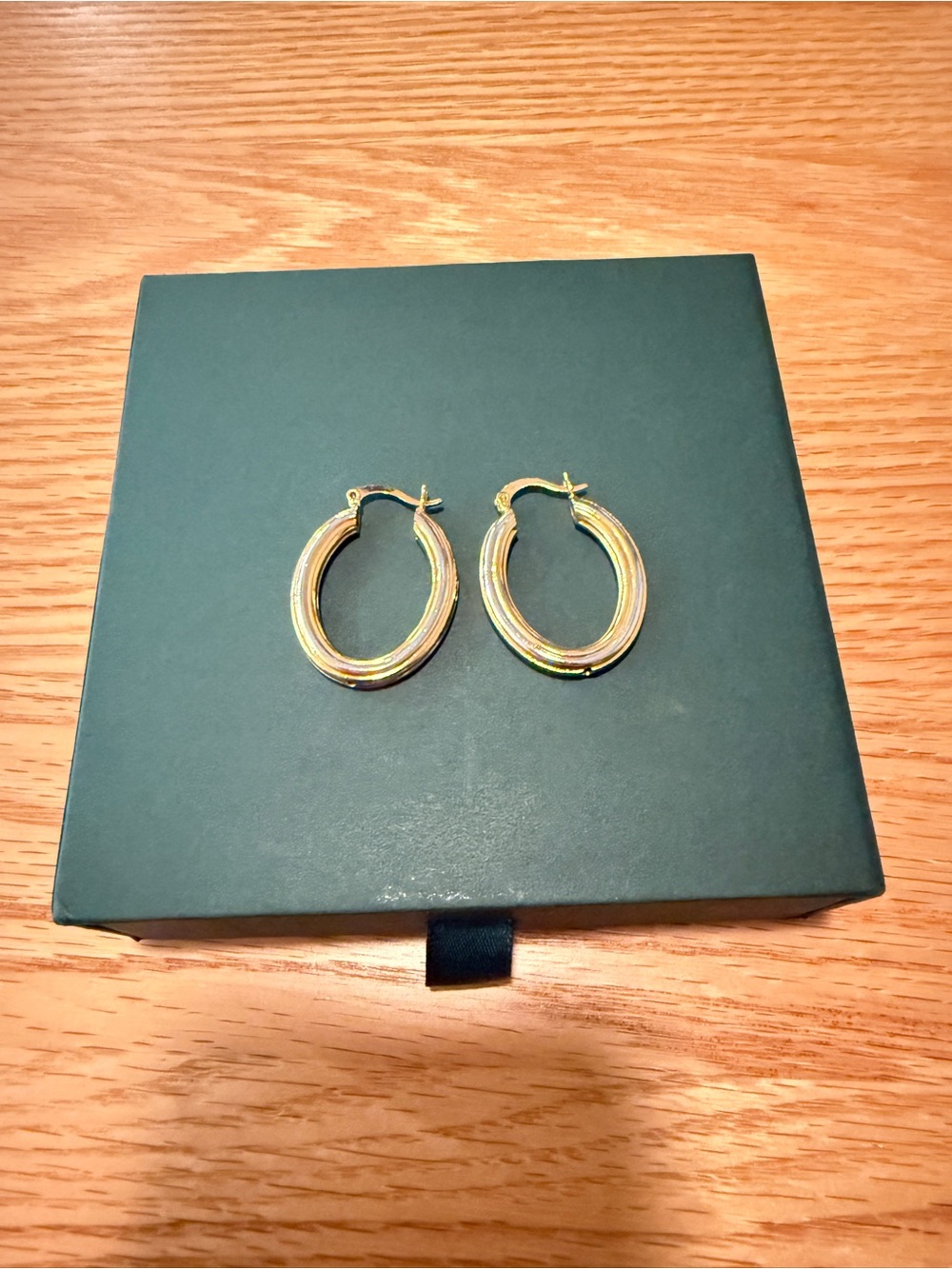 18K Gold Filled Two Tone Oval Hoop Earrings Gold Silver